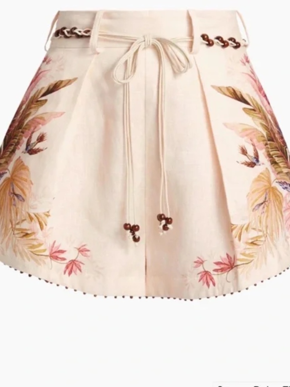 Zimmermann, Women's Cream Palm Floral Ascension Tuck Shorts, Size US 10